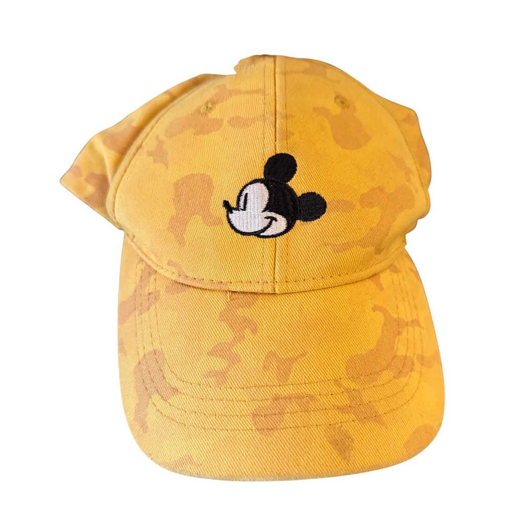 Disney Mickey Mouse Baseball Cap Unisex OSFM Yellow Camo Embroidered